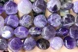 COIN127 15 inches 16mm coin amethyst gemstone beads