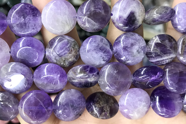 COIN127 15 inches 16mm coin amethyst gemstone beads