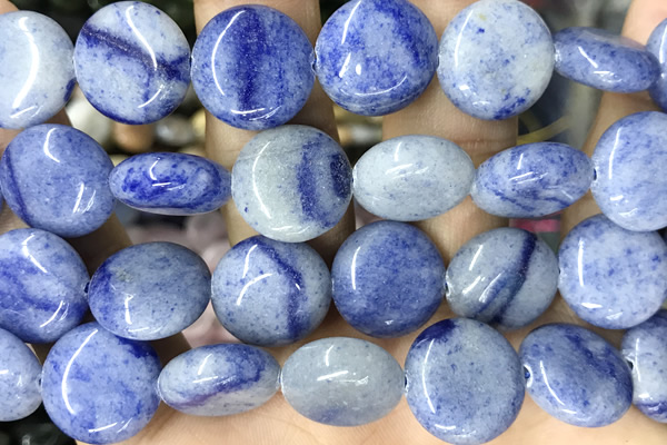 COIN128 15 inches 16mm coin blue aventurine jade beads