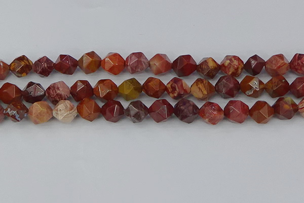 COJ1004 15.5 inches 12mm faceted nuggets red porcelain jasper beads