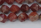 COJ1007 15.5 inches 8mm faceted nuggets pomegranate jasper beads