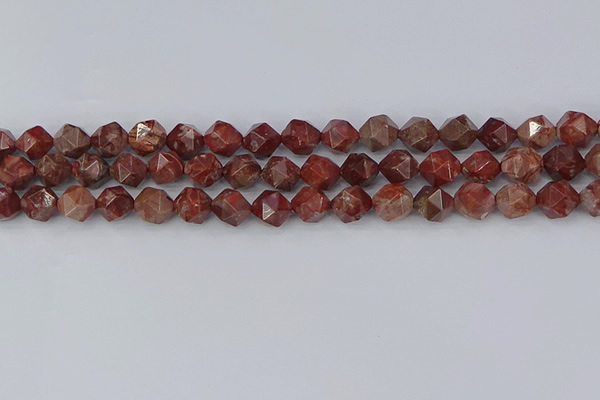 COJ1007 15.5 inches 8mm faceted nuggets pomegranate jasper beads