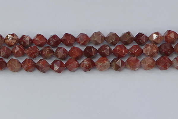 COJ1009 15.5 inches 12mm faceted nuggets pomegranate jasper beads