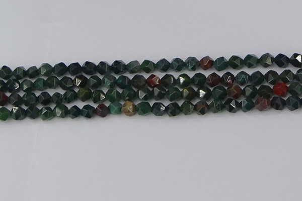 COJ320 15.5 inches 6mm faceted nuggets Indian bloodstone beads