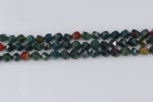 COJ321 15.5 inches 8mm faceted nuggets Indian bloodstone beads