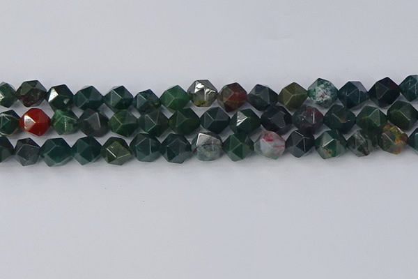 COJ322 15.5 inches 10mm faceted nuggets Indian bloodstone beads