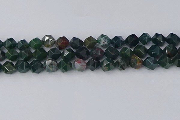 COJ323 15.5 inches 12mm faceted nuggets Indian bloodstone beads