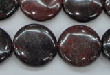 COJ35 15.5 inches 22mm flat round blood jasper gemstone beads