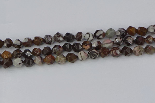 COJ373 15.5 inches 10mm faceted nuggets outback jasper beads