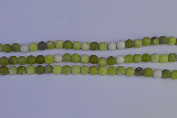 COJ402 15.5 inches 8mm round matte olive jade beads wholesale