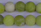 COJ405 15.5 inches 14mm round matte olive jade beads wholesale