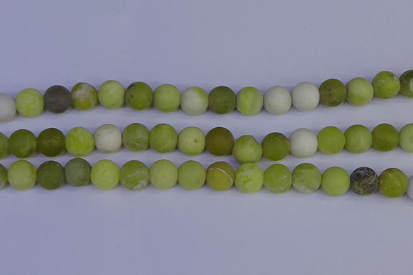 COJ405 15.5 inches 14mm round matte olive jade beads wholesale