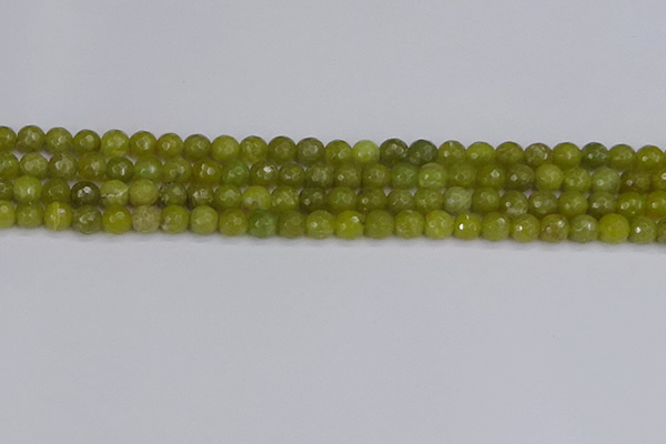 COJ409 15.5 inches 6mm faceted round olive jade beads