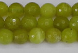 COJ410 15.5 inches 8mm faceted round olive jade beads