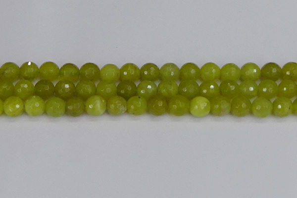 COJ412 15.5 inches 12mm faceted round olive jade beads