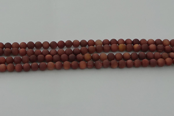 COJ471 15.5 inches 6mm round matte African blood jasper beads