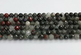 COJ485 15.5 inches 8mm faceted round blood jasper beads wholesale