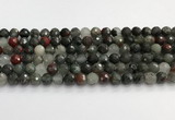 COJ486 15.5 inches 10mm faceted round blood jasper beads wholesale