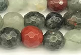 COJ495 15 inches 6mm faceted round blood jasper beads