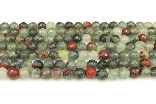 COJ495 15 inches 6mm faceted round blood jasper beads