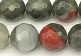 COJ496 15 inches 8mm faceted round blood jasper beads