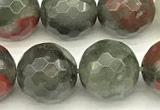 COJ497 15 inches 10mm faceted round blood jasper beads