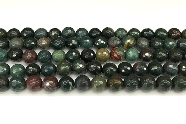 COJ501 15 inches 8mm faceted round Indian bloodstone jasper beads