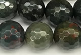 COJ502 15 inches 10mm faceted round Indian bloodstone jasper beads