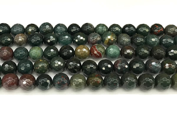 COJ502 15 inches 10mm faceted round Indian bloodstone jasper beads