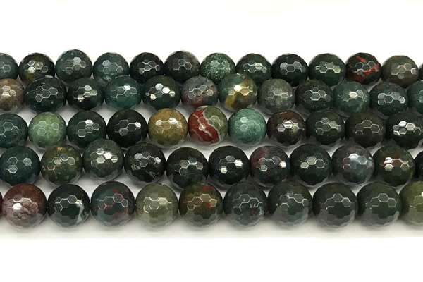 COJ503 15 inches 12mm faceted round Indian bloodstone jasper beads