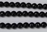 CON14 15.5 inches 7mm faceted round black onyx gemstone beads