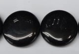 CON47 15.5 inches 25mm flat round black onyx gemstone beads