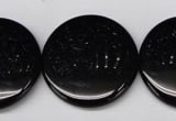 CON48 15.5 inches 28mm flat round black onyx gemstone beads