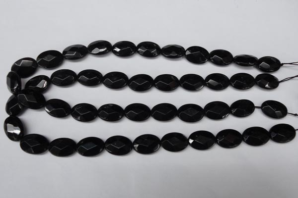 CON65 15.5 inches 13*18mm faceted oval black onyx gemstone beads