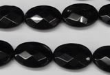 CON66 15.5 inches 15*20mm faceted oval black onyx gemstone beads