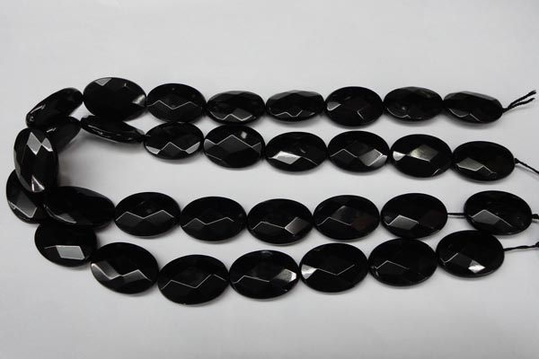 CON67 15.5 inches 18*25mm faceted oval black onyx gemstone beads