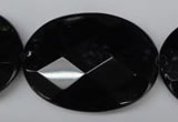 CON70 15.5 inches 30*40mm faceted oval black onyx gemstone beads