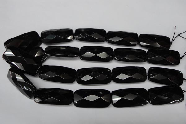 CON93 15.5 inches 20*40mm faceted rectangle black onyx gemstone beads