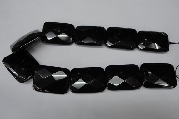 CON94 15.5 inches 30*40mm faceted rectangle black onyx gemstone beads