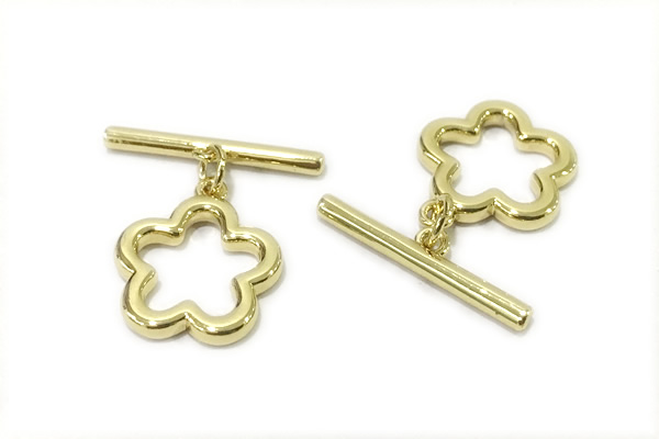 CONN08 2*21mm, 15-16mm copper toggle clasp gold plated