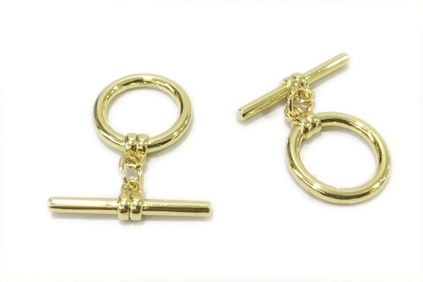 CONN19 2*21mm, 15mm copper toggle clasp gold plated