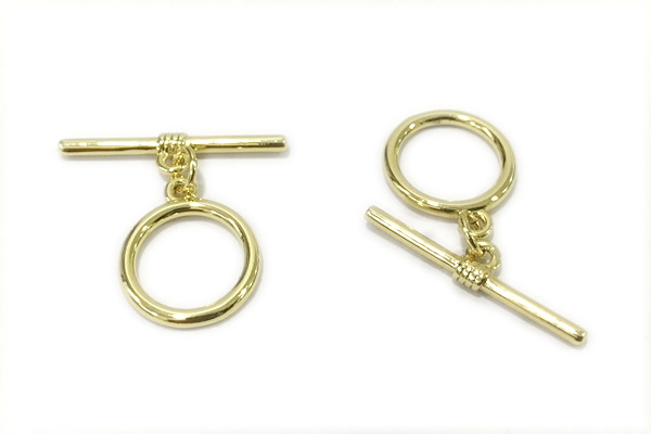 CONN20 2*21mm, 15mm copper toggle clasp gold plated