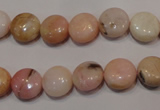 COP1012 15.5 inches 10mm flat round natural pink opal gemstone beads