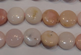 COP1014 15.5 inches 12mm flat round natural pink opal gemstone beads