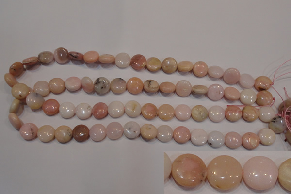 COP1014 15.5 inches 12mm flat round natural pink opal gemstone beads