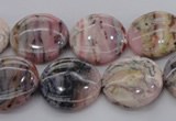 COP1262 15.5 inches 14mm flat round natural pink opal gemstone beads