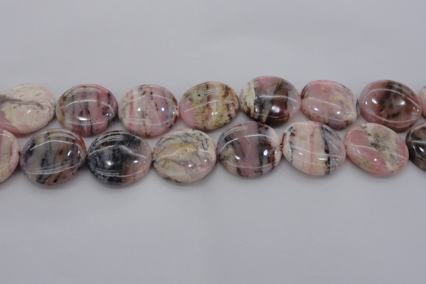 COP1266 15.5 inches 22mm flat round natural pink opal gemstone beads