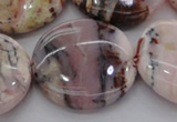 COP1269 15.5 inches 35mm flat round natural pink opal gemstone beads