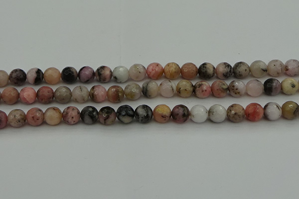 COP1414 15.5 inches 12mm faceted round natural pink opal gemstone beads