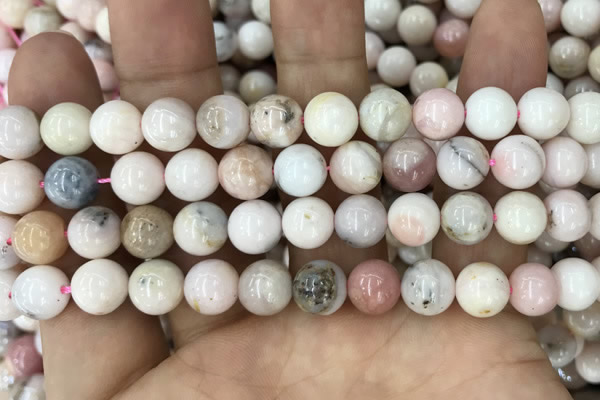 COP1542 15.5 inches 8mm round AB-color natural pink opal beads